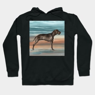 Painting of an Impressive Brown Great Dane on the Beach Hoodie